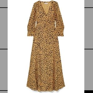 NICHOLAS Tie-front leopard-print silk-crepe maxi shirt dress